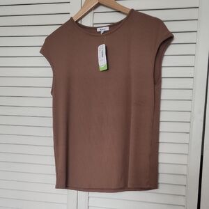 Reitmans Brown Sleeveless Crewneck Tank Top